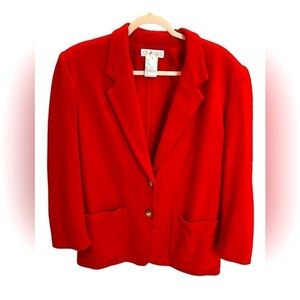 Chaus 90's Style Women's Red Wool Blazer Padded Shoulders Size 14